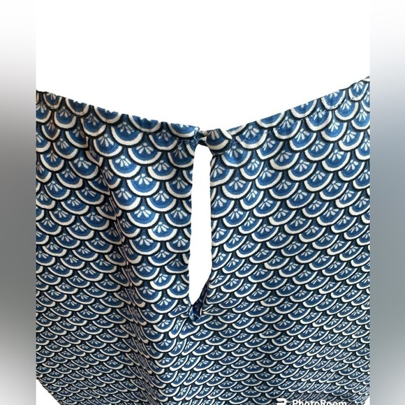 Brooks Brothers Geometric Floral Print Short Sleeve Blouse blue black white 6 - Picture 6 of 15